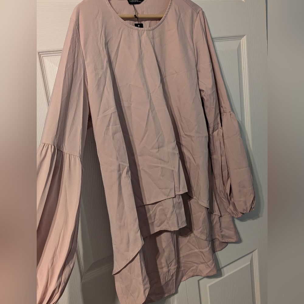 Zanzea Blush Pink Layered Tunic Top